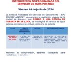 INTERRUPCION NO PROGRAMADA DEL SERVICIO DE AGUA POTABLE