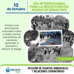 13 DE OCTUBRE DÍA INTERNACIONAL PARA LA REDUCCION DEL RIESGO DE DESASTRES
