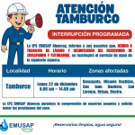 CORTES PROGRAMADOS POR LAVADO Y DESINFECCIÓN DE LOS RESERVORIOS EN EL DISTRITO DE TAMBURCO DURANTE DICIEMBRE