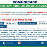 ¡CORTE DEL SERVICIO DE AGUA POTABLE PROGRAMADO !