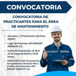 Convocatoria para realizar prácticas en la EPS Emusap Abancay SA
