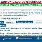 ¡Atentos con el siguiente comunicado de Urgencia!